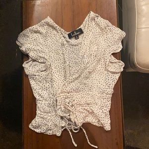 Lulus White Blouse with Dots
